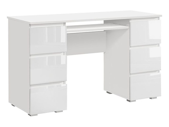 Lakierowane białe biurko - Aglo 2X Głębokość 50 cm Szerokość 130 cm Styl Nowoczesny