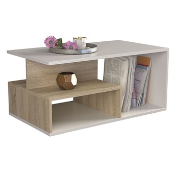 Designerska nowoczesna ława Keero - biały+dąb sonoma