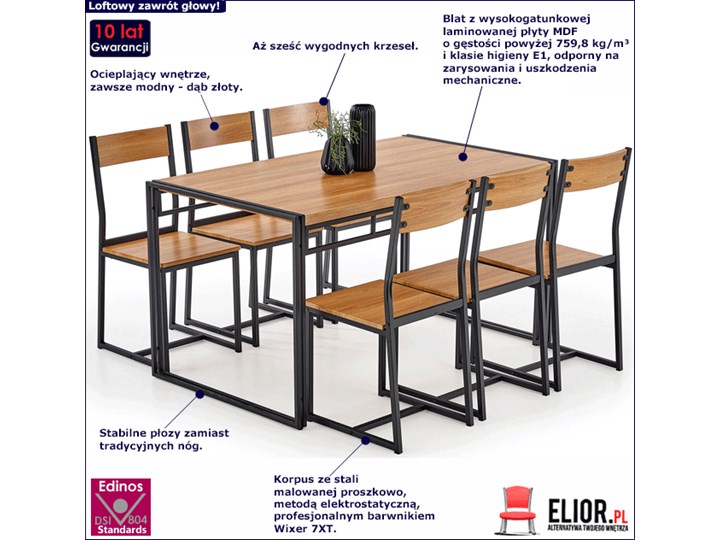 Industrialny zestaw Aruba 5X - dąb złoty
