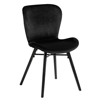 Welwetowe krzesło tapicerowane Esso - czarne