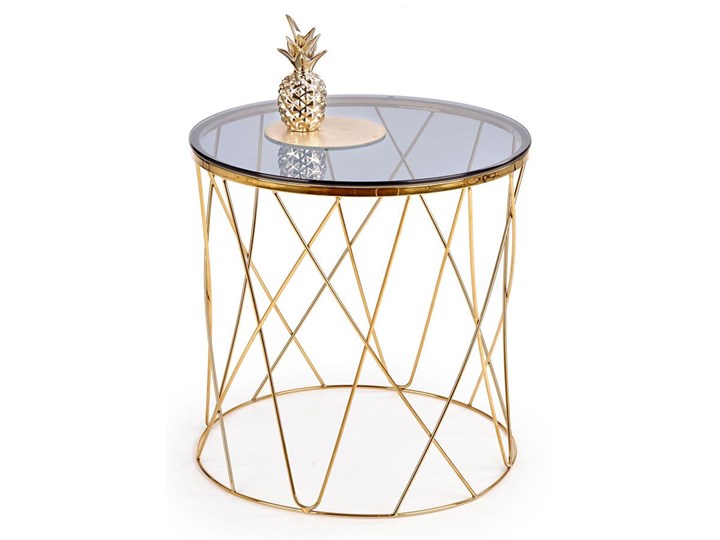 Okrągły szklany stolik kawowy Hybris - Złoty Styl Nowoczesny Szkło Wysokość 55 cm Kształt blatu Okrągłe