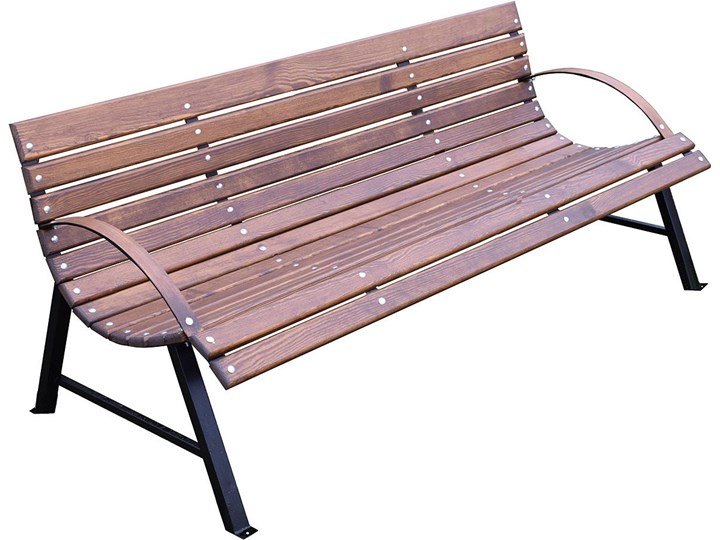 Retro ławka do ogrodu Wagris 200 cm - orzech Drewno Z oparciem Stal Styl Vintage Kategoria Ławki ogrodowe