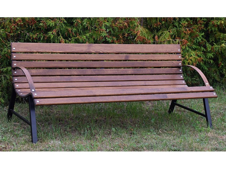 Drewniana ławka tarasowa Wagris 120 cm - orzech Z oparciem Kategoria Ławki ogrodowe Drewno Kolor Brązowy