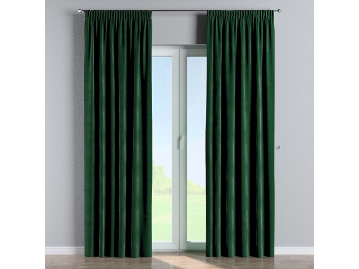 Zasłona na taśmie marszczącej 1 szt., butelkowa zieleń, 1szt 130 × 260 cm, Velvet Poliester Zasłona prześwitująca 130x260 cm Wzór Gładkie Mocowanie Taśma