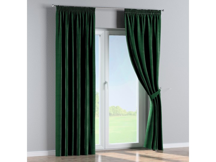 Zasłona na taśmie marszczącej 1 szt., butelkowa zieleń, 1szt 130 × 260 cm, Velvet Zasłona prześwitująca Poliester Mocowanie Taśma 130x260 cm Pomieszczenie Salon