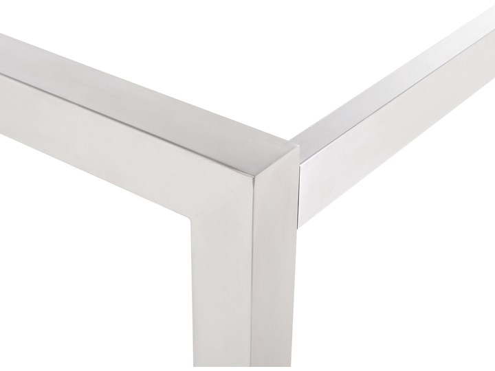 Beliani Zestaw mebli ogrodowych jadalniany szary stół granitowy polerowany 220 x 100 cm 8 krzeseł czarnych tekstylnych sztaplowanych Tworzywo sztuczne Stal Stoły z krzesłami Styl Nowoczesny