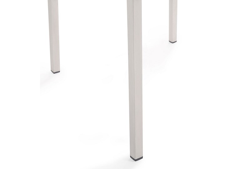 Zestaw mebli ogrodowych jadalniany czarny palony stół granit/bazalt 180 x 90 cm 6 krzeseł tekstylnych sztaplowanych Stoły z krzesłami Stal Tworzywo sztuczne Styl Nowoczesny