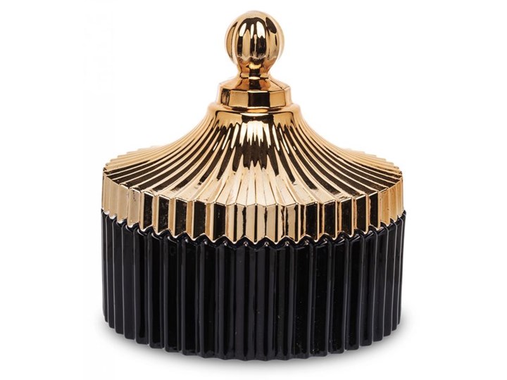BOMBONIERKA SZKLANA GRANAT Z POKRYWKĄ ZŁOTĄ CASCADA BLACK 16x15x15CM Klosz Okrągłe Szkło Kolor Czarny Kolor Złoty