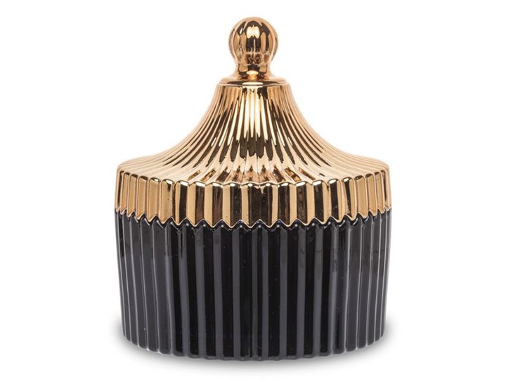 BOMBONIERKA SZKLANA GRANAT Z POKRYWKĄ ZŁOTĄ CASCADA BLACK 12x10x10cm Okrągłe Klosz Szkło Kolor Złoty