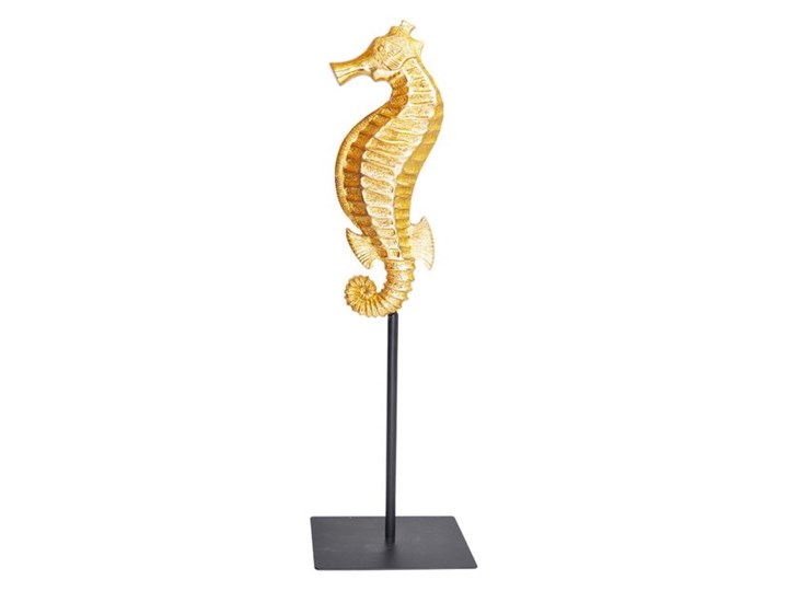 FIGURKA DEKORACYJNA ZŁOTA NA CZARNYM POSTUMENCIE SEAHORSE GOLD 12X8X39 CM Zwierzęta Kolor Złoty