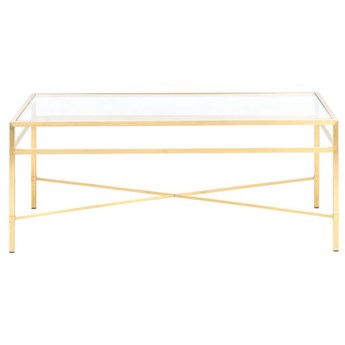 STOLIK KAWOWY METALOWY ZŁOTY W STYLU NOWOJORSKIM GATSI 127 X 66 X H50 CM