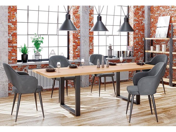 Rozkładany stół w stylu loft do jadalni Lopez 2X 140 XL - dąb Długość 140 cm Drewno Szerokość 140 cm Wysokość 76 cm Szerokość 85 cm Pomieszczenie Stoły do jadalni