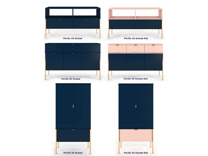 Komoda w stylu glamour Perilla 3X - Granat Szerokość 120 cm Z szafkami i szufladami Wysokość 78 cm Kategoria Komody