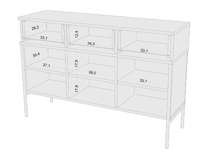 Komoda w stylu glamour Perilla 3X - Granat Z szafkami i szufladami Pomieszczenie Sypialnia Wysokość 78 cm Szerokość 120 cm Kolor Granatowy
