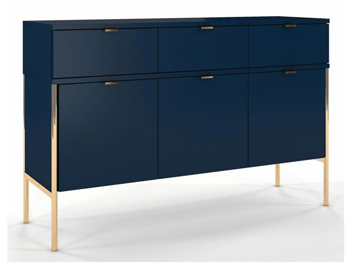 Komoda w stylu glamour Perilla 3X - Granat Z szafkami i szufladami Wysokość 78 cm Szerokość 120 cm Kategoria Komody