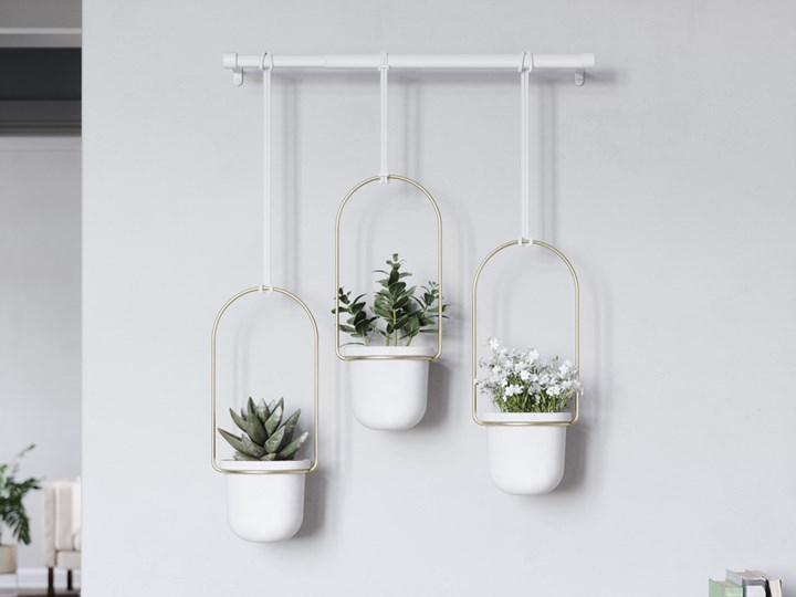 Kwietnik wiszący z 3 doniczkami Umbra Triflora White Brass