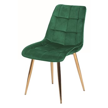 SELSEY Krzesło tapicerowane Briare zielone na złotych nóżkach