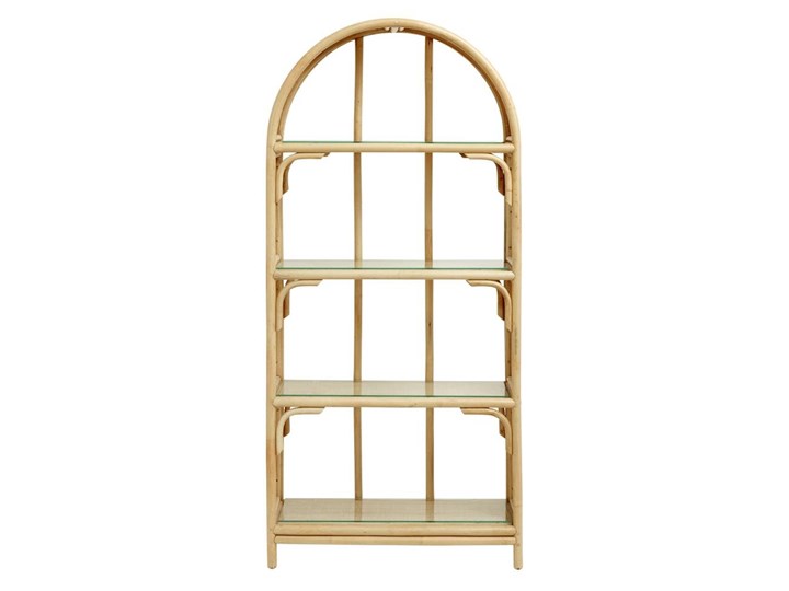 REGAŁ BALI Z RATTANU ZE SZKLANYMI PÓŁKAMI NORDAL Płyta MDF Szerokość 83 cm Metal Wysokość 173 cm Szkło Stal Pomieszczenie Biuro