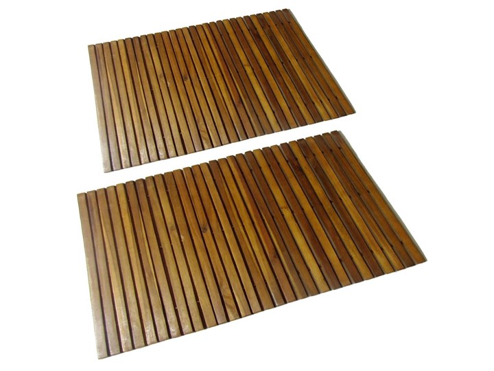 vidaXL Mata prysznicowa z drewna akacjowego, 2 sztuki, 80 x 50 cm 50x80 cm Drewno Kategoria Dywaniki łazienkowe Kolor Brązowy