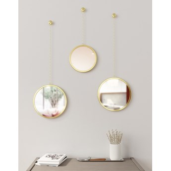 Lustro ścienne 3-elementowe Umbra Dima Round Brass