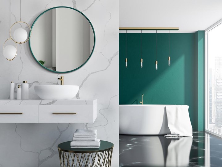 Lustro Scandi Slim – zielona rama Styl Skandynawski Ścienne Okrągłe Lustro z ramą Pomieszczenie Sypialnia