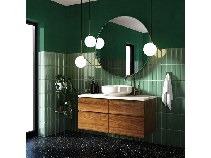 Lustro Scandi Slim – zielona rama Lustro z ramą Ścienne Okrągłe Styl Nowoczesny Pomieszczenie Salon