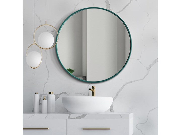 Lustro Scandi Slim – zielona rama Ścienne Lustro z ramą Okrągłe Styl Industrialny