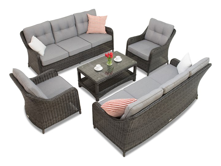 Komlpet luksusowych mebli z technorattanu Toledo Coffee 8 antracyt Garden Point - Transport GRATIS! Zawartość zestawu Sofa Zestawy wypoczynkowe Aluminium Kolor Szary
