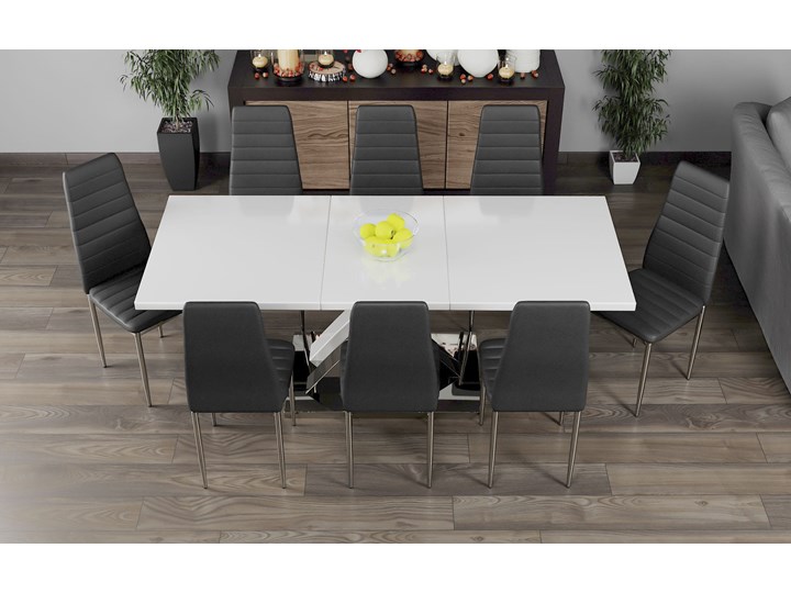 STÓŁ "X" ROZKŁADANY 160/240 WYSOKI POŁYSK Kolor Biały Płyta MDF Długość 240 cm Długość 160 cm Stal Szerokość 90 cm Wysokość 75 cm Kategoria Stoły kuchenne