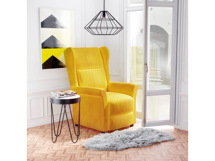 Rozkładany fotel uszak Alden 2X - musztardowy Kolor Żółty Szerokość 92 cm Fotel rozkładany Szerokość 75 cm Styl Skandynawski