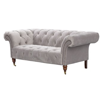 Sofa Chesterfield Glamour Velvet Light Grey 2-os., 187 × 94 × 74 cm