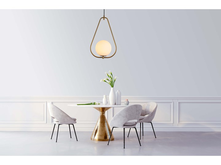 NOWOCZESNA LAMPA WISZĄCA BIAŁA FORNERI D20 Lampa z abażurem Mosiądz Metal Lampa z kloszem Szkło Styl Nowoczesny Pomieszczenie Kuchnia