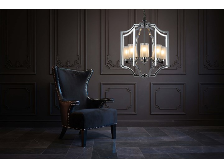 LAMPA WISZĄCA LOFT CHROMOWANA VIGATTO W8 Szkło Lampa z abażurem Metal Lampa z kloszem Kolor Srebrny