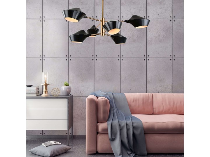 NOWOCZESNA LAMPA WISZĄCA CZARNA ROMINA W6 Metal Lampa z kloszem Mosiądz Lampa z abażurem Ilość źródeł światła 6 źródeł