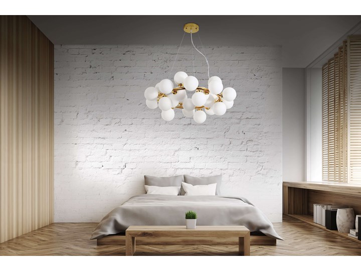 NOWOCZESNA LAMPA WISZĄCA ZŁOTA MARSIADA W25 Kategoria Lampy wiszące Szkło Lampa z kloszem Metal Pomieszczenie Salon