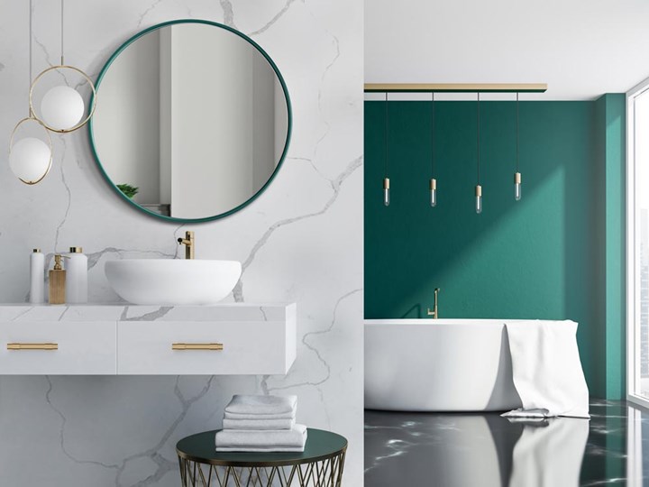 Lustro Scandi Slim – zielona rama Lustro z ramą Okrągłe Ścienne Pomieszczenie Sypialnia