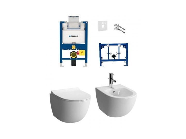 Kompletny zestaw Clarisa serii Rimless misa WC, bidet oraz stelaże