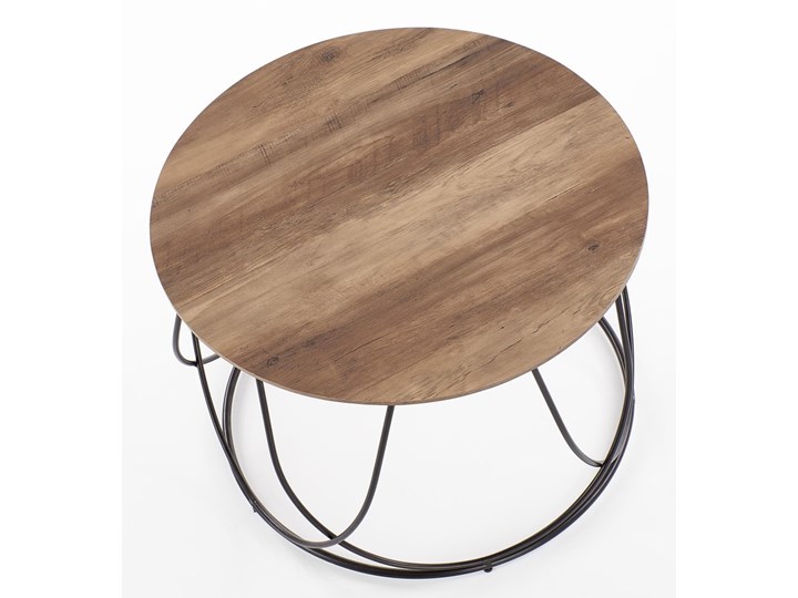 SELSEY Stolik kawowy Joeo o średnicy 60 cm orzech - czarna podstawa Wysokość 41 cm Płyta MDF Stal Rozmiar blatu 60x60 cm