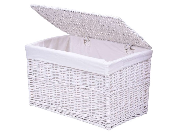 Kufer wiklinowy 66x40x40 cm - 105L - biały Kolor Szary Wiklina Kolor Szary
