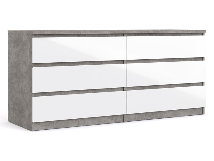 Komoda w wysokim połysku Naia 6S biały/beton Szerokość 154 cm Wysokość 71 cm Głębokość 50 cm Płyta MDF Styl Nowoczesny