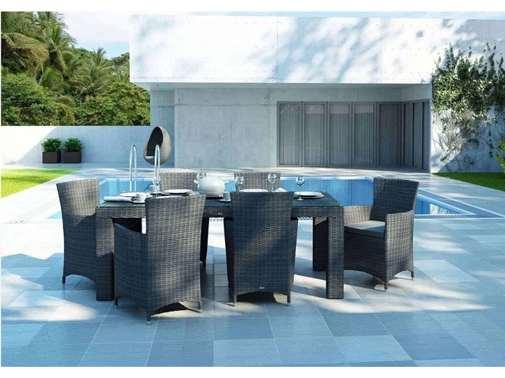 Meble ogrodowe RAPALLO 220 royal szare Aluminium Technorattan Tworzywo sztuczne Rattan Kolor Szary