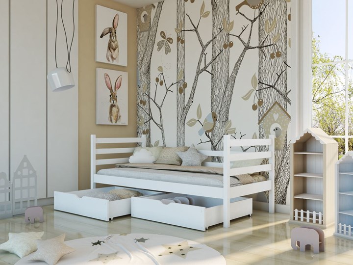Łóżko dziecięce MELANI Lano Meble Kolor Biały Drewno Tradycyjne Kategoria Łóżka dla dzieci