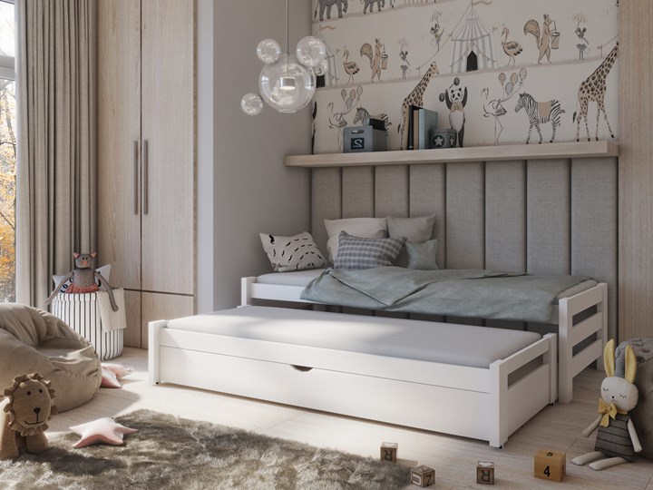 Łóżko piętrowe wysuwane ANIŚ niskie Lano Meble Kategoria Łóżka dla dzieci Podwójne Drewno Kolor Biały