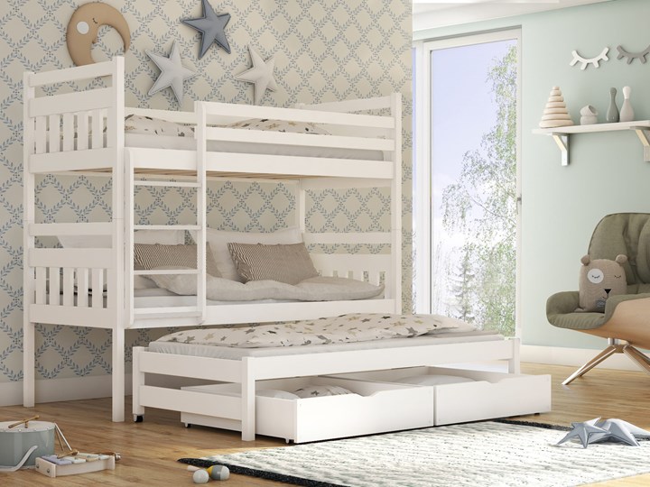 Łóżko piętrowe SEWERYN Lano Meble Drewno Kolor Biały Kategoria Łóżka dla dzieci