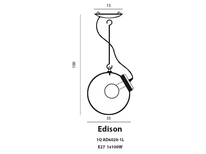 Edison Clear Lampa kula Ilość źródeł światła 1 źródło