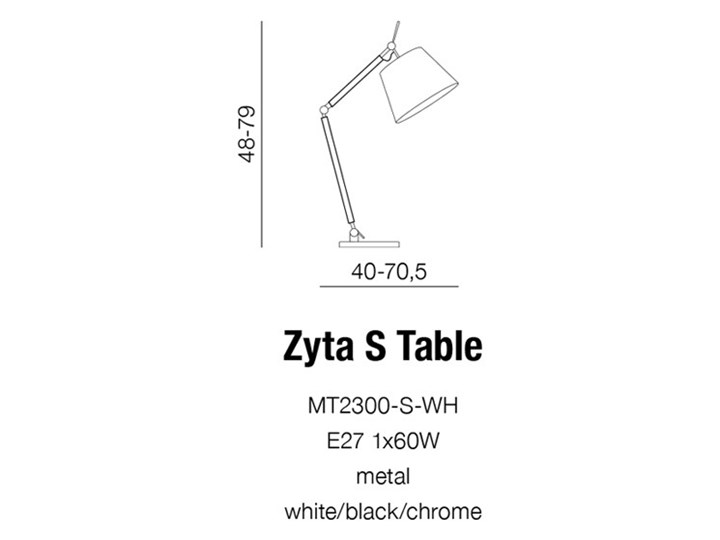 Lampa stołowa ZYTA S TABLE chromowana Kolor Czarny Lampa z abażurem Kategoria Lampy stołowe