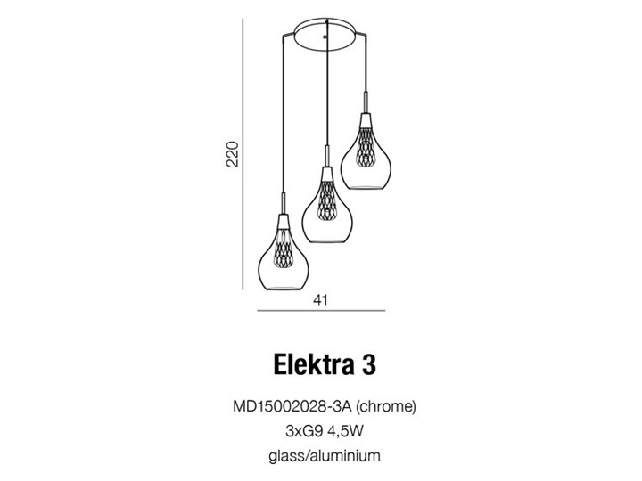 ELEKTRA 3 Szkło Lampa z kloszem Metal Kolor Szary