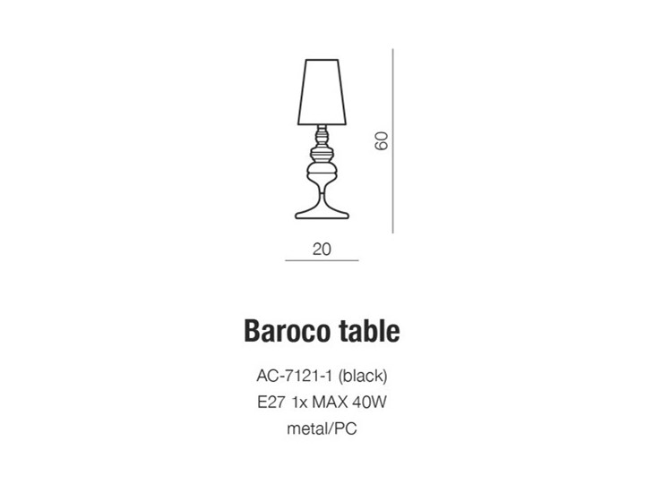 BAROCO TABLE Wysokość 60 cm Lampa nocna Kategoria Lampy stołowe