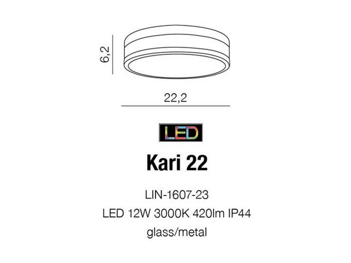 KARI 22 IP44 Metal Pomieszczenie Łazienka Okrągłe Szkło Plafony Kategoria Lampy sufitowe