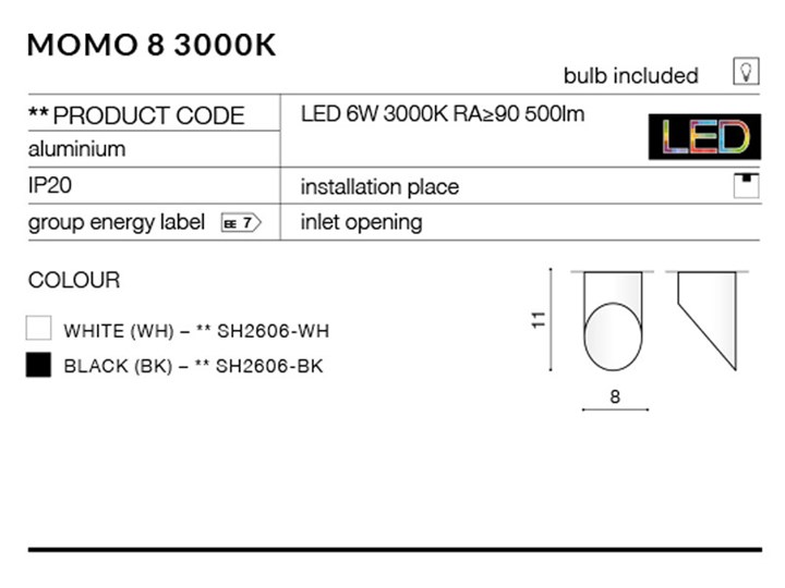 MOMO 8 Oprawa led Kategoria Oprawy oświetleniowe Okrągłe Oprawa stropowa Kolor Czarny